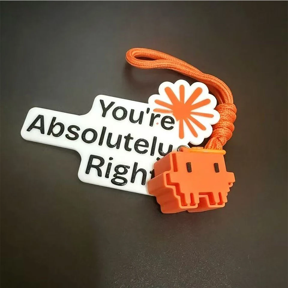 AI Claude Code Cosplay You're Absolutely Right! Keychain Pixel Style 3D Printing Pendant Keyring Bag Accessory Party Props