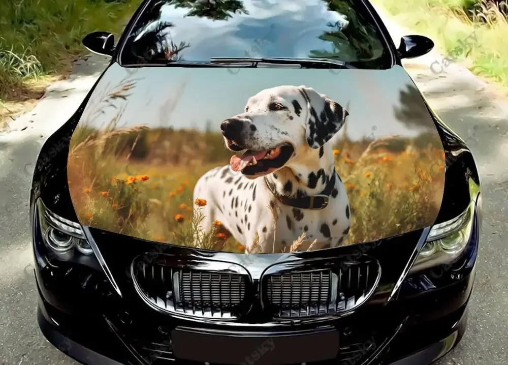 Dalmatian Dog Car Hood Vinyl Stickers Wrap Vinyl Film Engine Cover Decals Sticker Universal Car Hood Protective Film