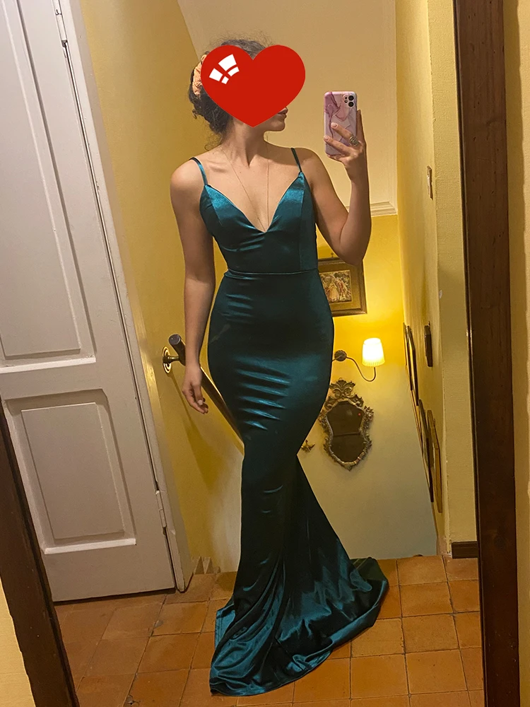 Sexy vestido de noche con cuello V profundo y espalda abierta con tirantes rellenos de satén elástico color caramelo largo fiesta de bodas en tren elegante vestido de celebridad 2023