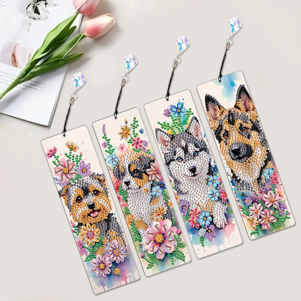 

4Pcs DIY Irregular Shaped Diamonds Diamond Painting Bookmark Diamond Art Bookmark for Beginners Ideal Choice for Home Office Use