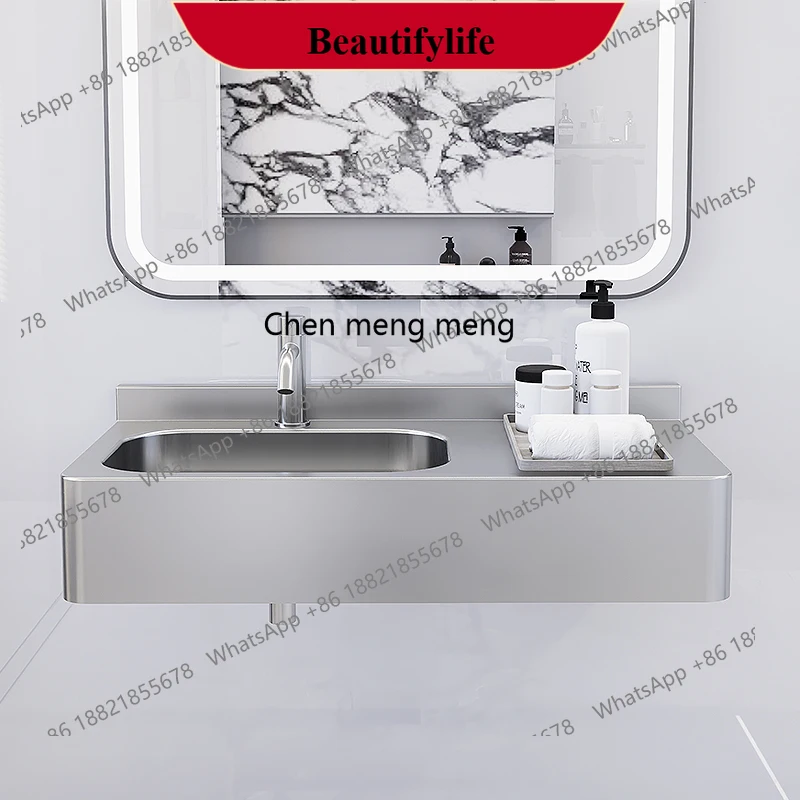 

E153 Интегрированная раковина из нержавеющей стали 304, ручная раковина на столешнице, настенная раковина