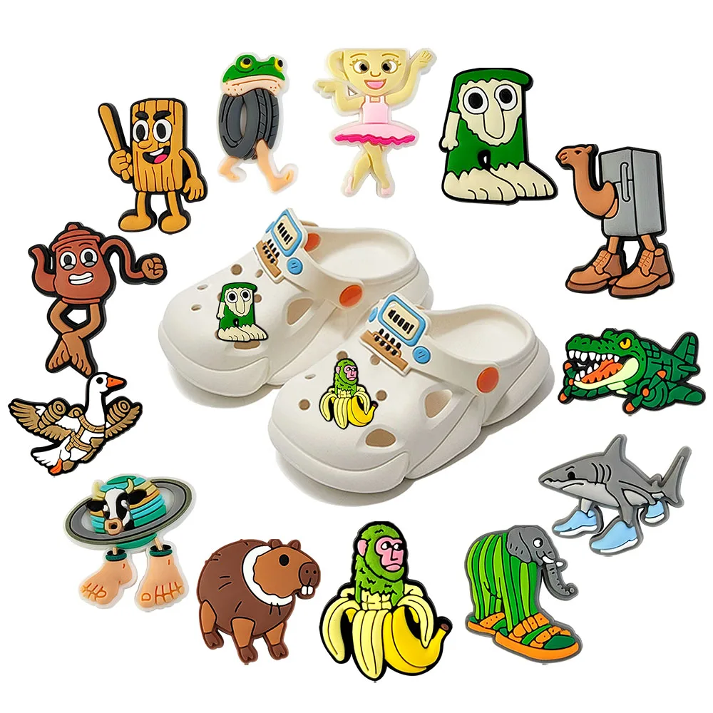 13/50Pcs Italian Brainrot Funny Animal Shoe Charms Cartoon Shoes Accessories Decoration Buckle for Clog Sandals Wristband