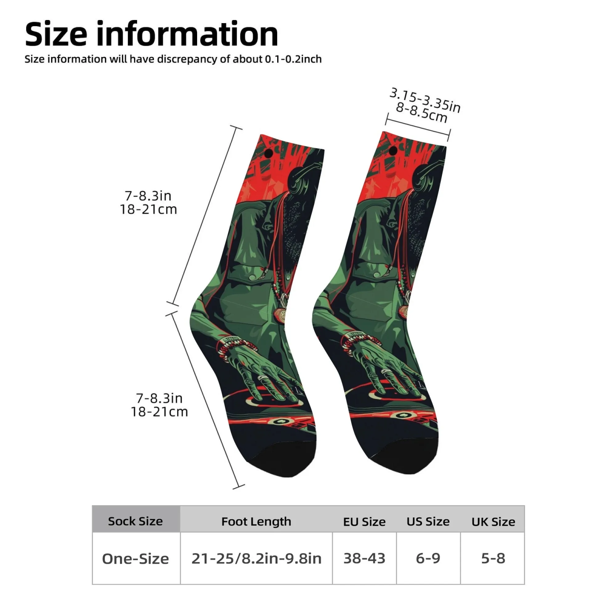 

Rebellious Rock Music DJ Print Men's Socks Quirky Novel Fun Fashionable Street Party Socks Comfortable and Breathable Socks