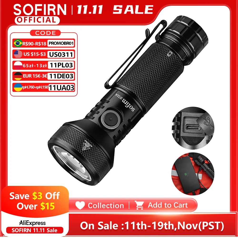 yZ[zSofirn IF22A 2100lm d 21700 ͂ȃCg SFT40 LED 629 [g USB C [d[dX[g[`