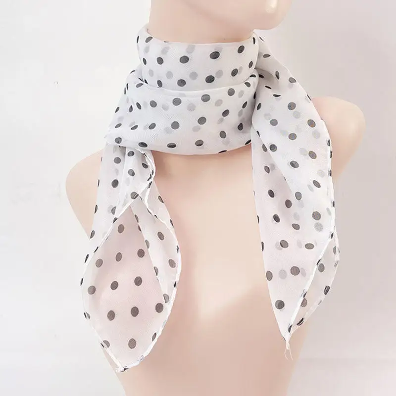 Fashion Chiffon Polka Dot Scarf For Woman Female Retro Temperament Polka Dot Square Scarf Multicolor Polka Dot Neckerchief