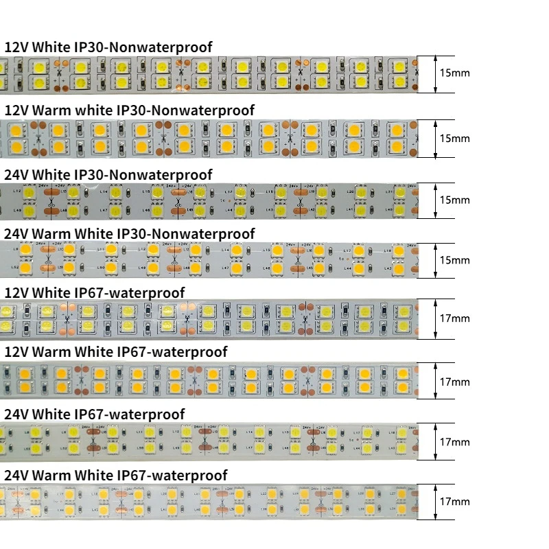 DC12V/24V Dubbele Rij Flexibele LED Strips SMD5050 RGBW RGBWW RGB Koel Wit Warm Wit 120 leds/M IP30/IP67 Waterdicht 5 M/roll