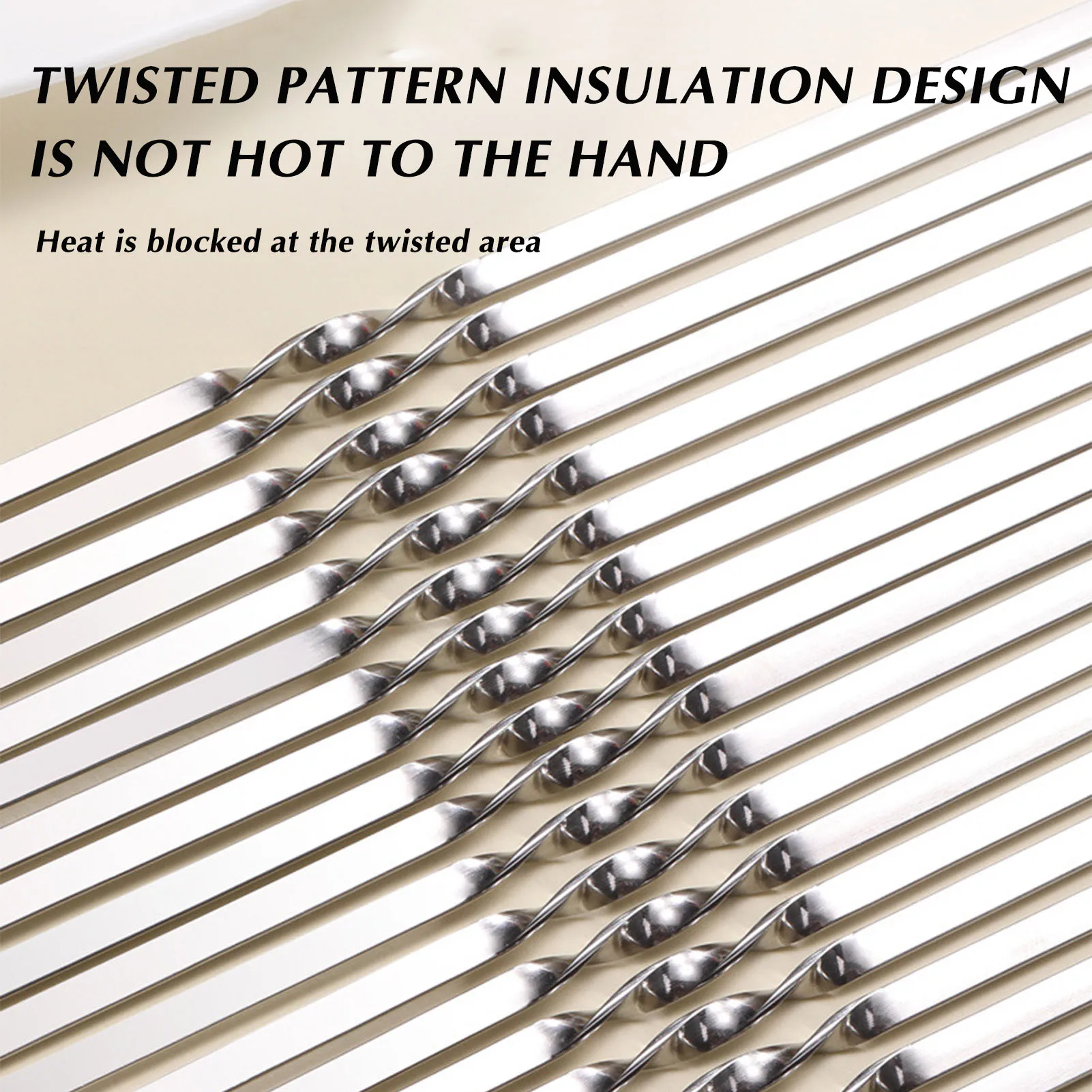 Spiedini piatti in acciaio inossidabile per barbecue, resistenti, riutilizzabili, durevoli, antiruggine, per cucinare e grigliare la carne