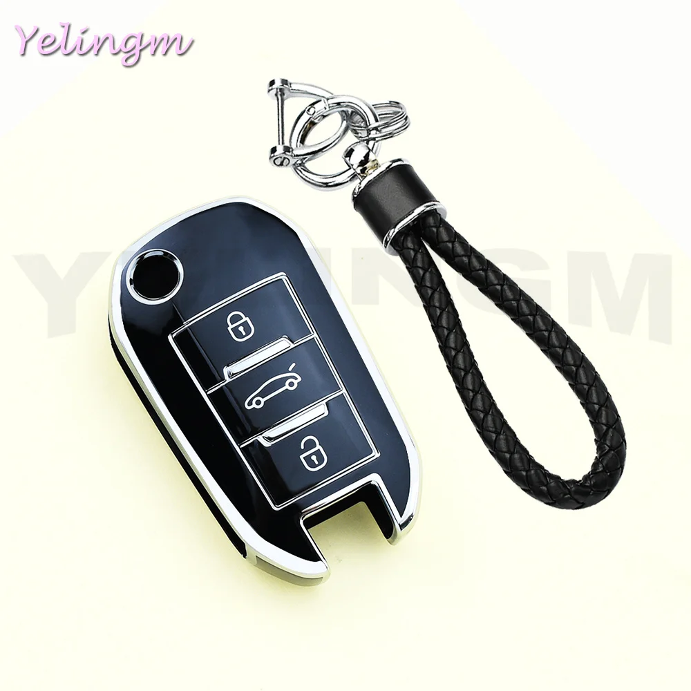 Neue TPU-Schutzhülle für Auto-Klappschlüssel für Peugeot 208 308 408 508 2008 3008 4008 5008 und Citroën C3 C4 CACTUS C6 C8 Zubehör