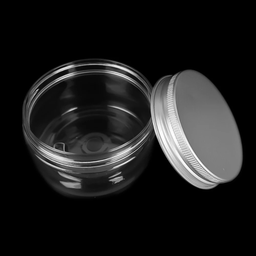 150/200/250ml Empty Plastic Clear Cosmetic Jars Makeup Container Clear Jar Food Airtight Storage Jars with Aluminum Lids