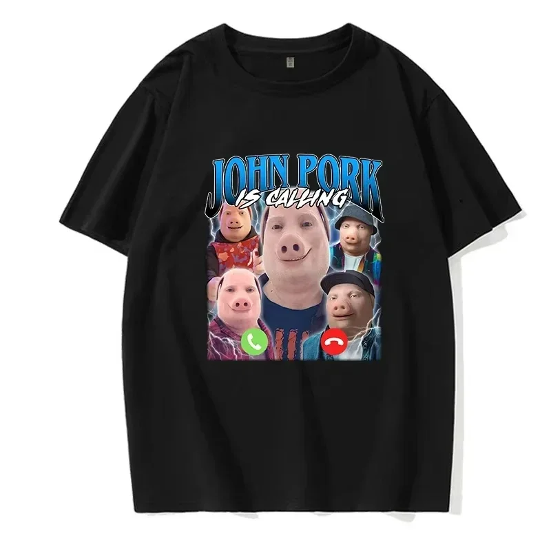 

Women Funny Pig Tops Tshirt John Pork Is Calling Answer Call Phone Y2k Tee Shirt Gothic Hip Hop T-shirt Streetwear Clothes