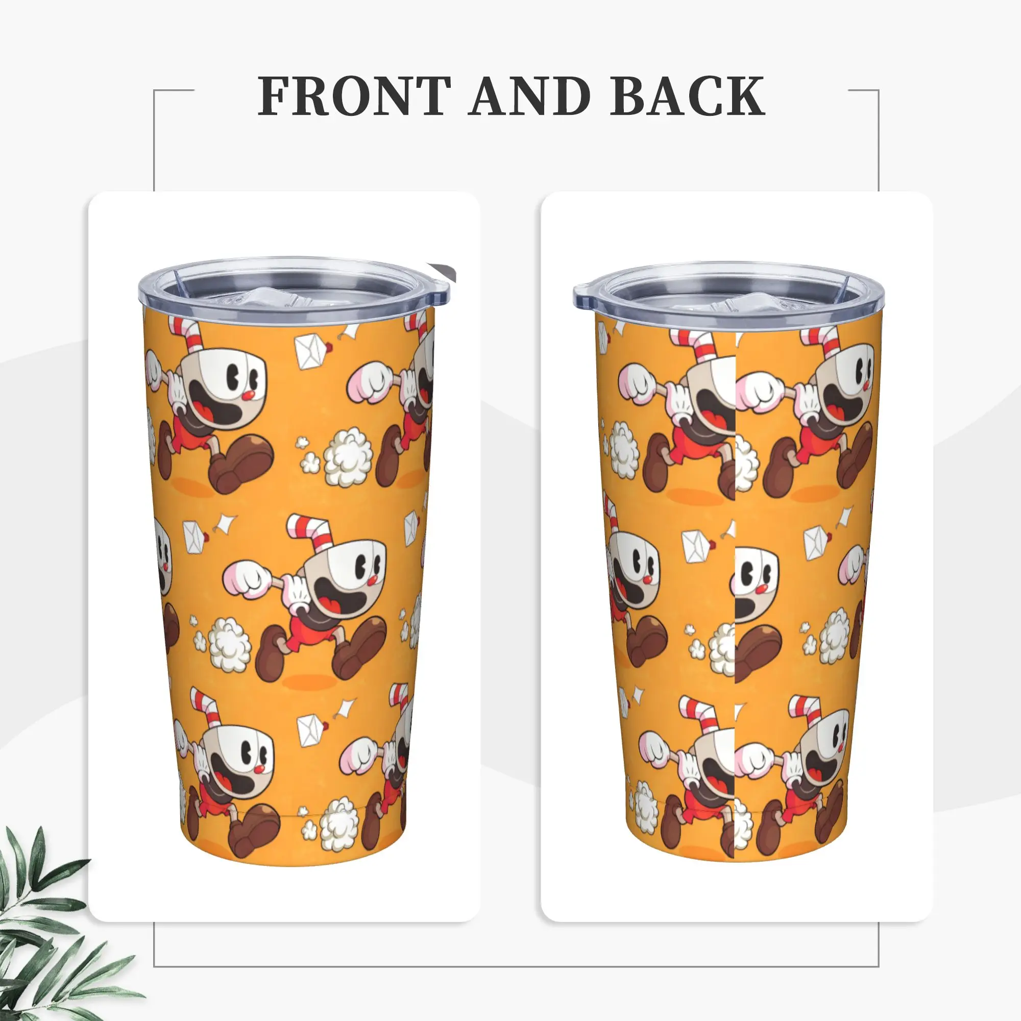 Game Battle Cuphead Tumbler Vacuum Insulated Indie Shooting Games Cuphead Thermal Cup Vacuum Flask School Mugs Water Bottle 20oz