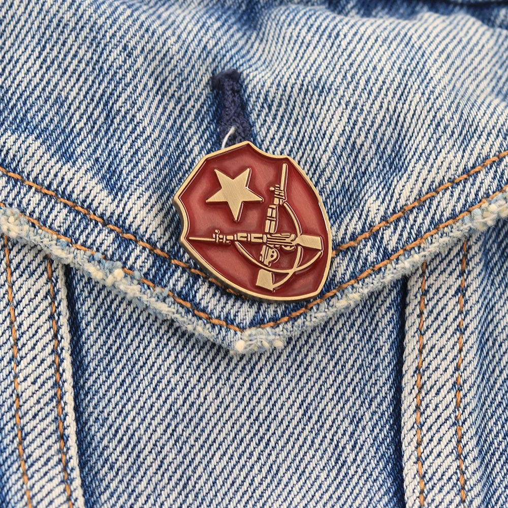 Russisches Abzeichen der 9. separaten Garde-Motorisierten-Gewehrbrygade, sowjetischer Roter Stern, gekreuzte Gewehre, militärische Brosche, Souvenir-Geschenk – Detail 9