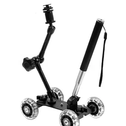 Mobile Rolling Sliding Dolly Stabilizer Skater Slider Camera Table Slider Dolly Mini Video Car Stabilizer with Magic Arm