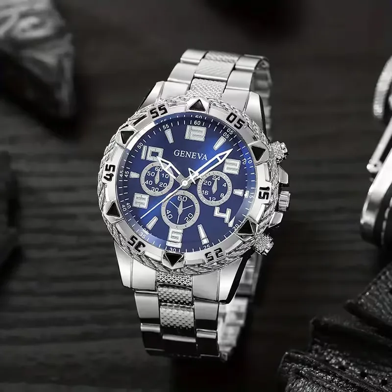 2Pcs Men's Fashionable Trendy Quartz Watch Set, the Perfect Gift for Him on Birthdays, Anniversaries, Father's Day, and Christmas