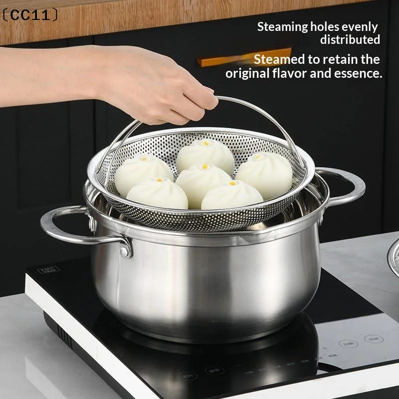 Stainless Steel Food Steamer Basket Pressure Cooker Steamer Basket With Handle Steaming Grid Draining Basket Cooking 〔CC11〕