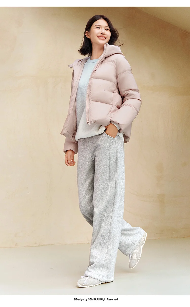Semir Hosen Damen Thermische Antibakterielle Hosen 2024 Winter Neue Elegante Polar Fleece Einfarbige Weite Hosen – Detail 7