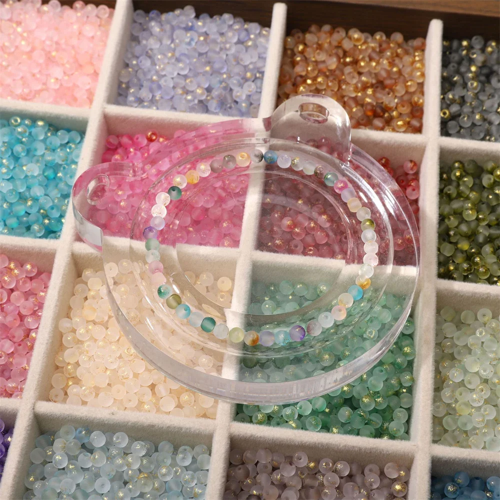 100/200/500 قطعة 4 مللي متر متجمد الذهب رش الزجاج الأرز الخرز فضفاض الخرز للمجوهرات اليدوية سوار ذاتي الصنع قلادة المواد