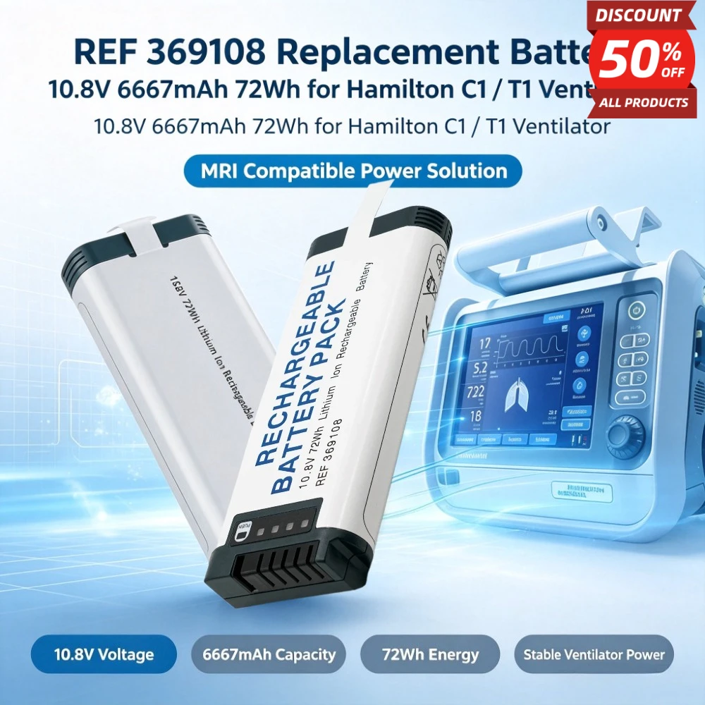 REF369108 10.8V72Wh 6667mAh Li-ion Rechargeable Battery for HAMILTON C1 T1 110731-O MRI NR1 MRI1 Ventilator Replacement Battery