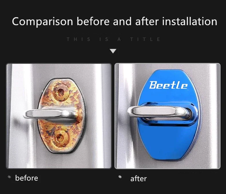 4Pcs Car Styling Door Lock Protective Cover Stickers for Volkswagen VW Beetle Emblem Anti-rust Covers Buckle Case Accessories - view 4