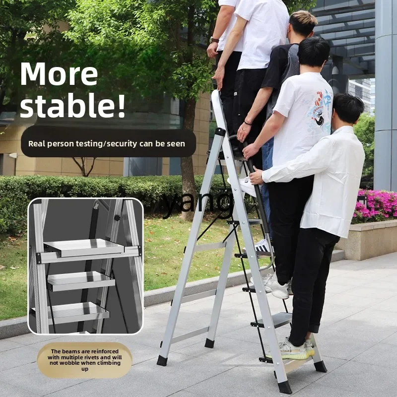 Imagen 5: Lhh-escalera plegable de aleación de aluminio para el hogar, escalera de escalada en espiga atrevida extra gruesa, multifunción