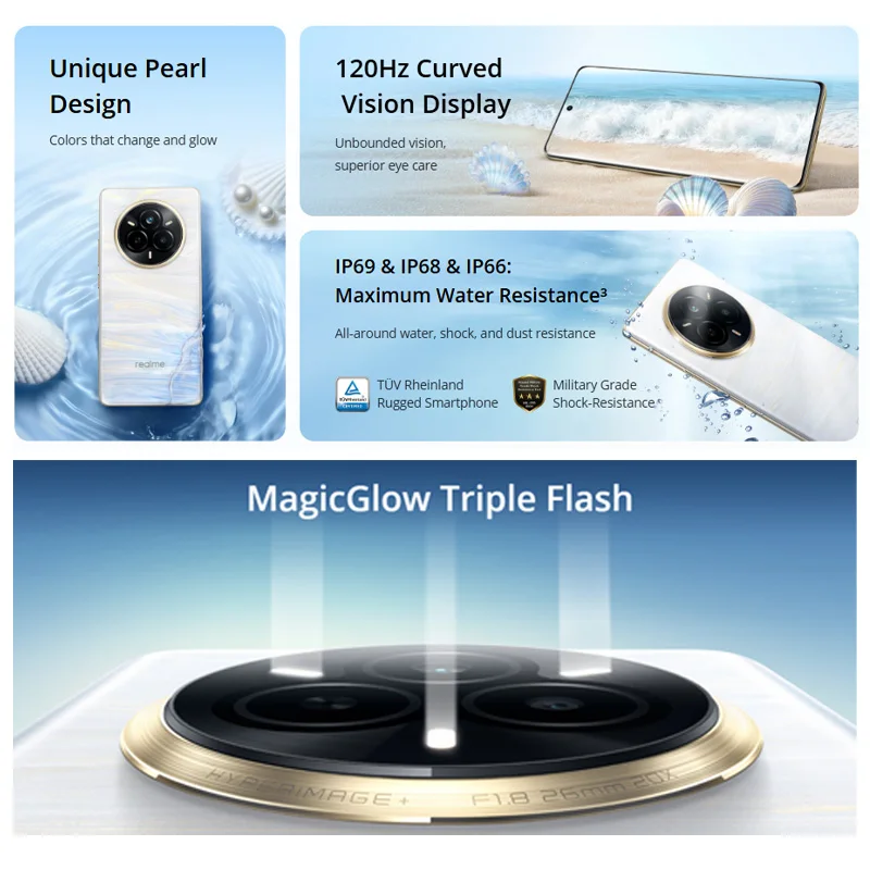 Realme 14 Pro 5G Smartphone 8 + 256GB Teléfono móvil Dimensidad 7300 Energía 5G Procesador IP69 Sony IMX882 OIS Cámara de 50 MP 5