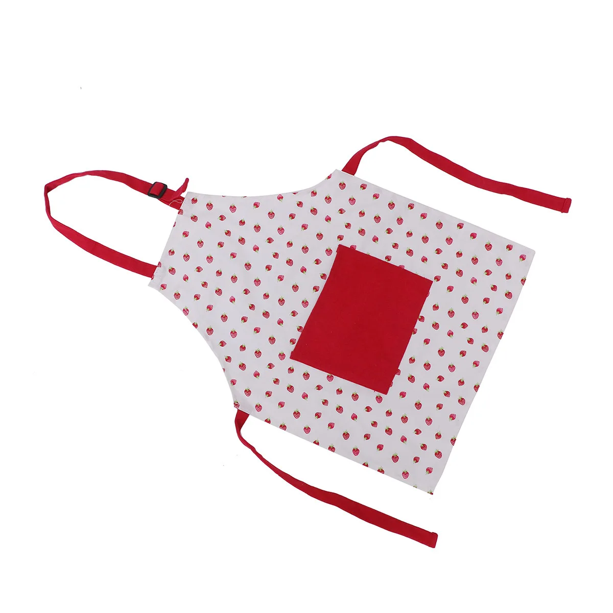 

Kids Apron Children Cotton Pinafore Adjustable Hanging Neck Strap Cooking Baking Painting Strawberry Pattern Small Size