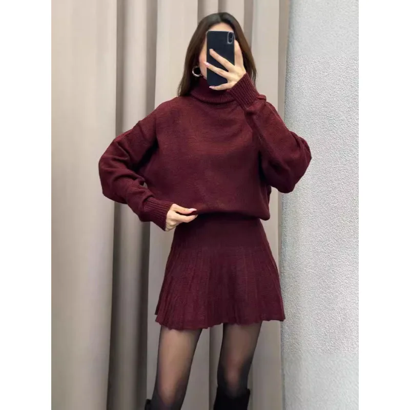 

Весна 2025: Новый модный повседневный спортивный костюм с высоким воротником и юбкой для женщин, универсальный, на четыре сезона