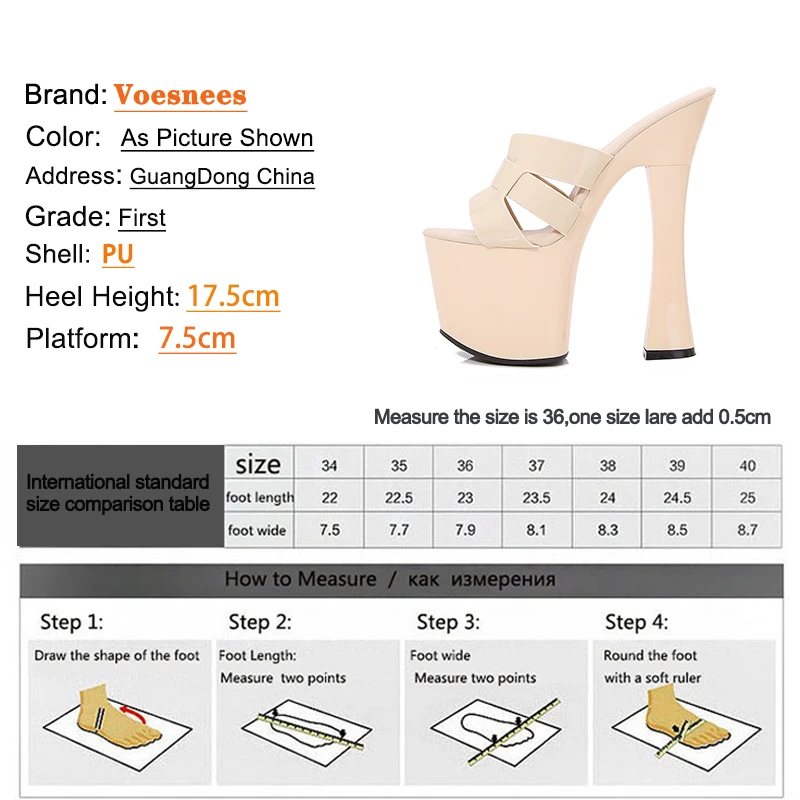 17.5CM Super High Heels Pumps Sexy Model Thick Platform Sandals Europe And America Party Fashion Slippers New Summer Women Shoes