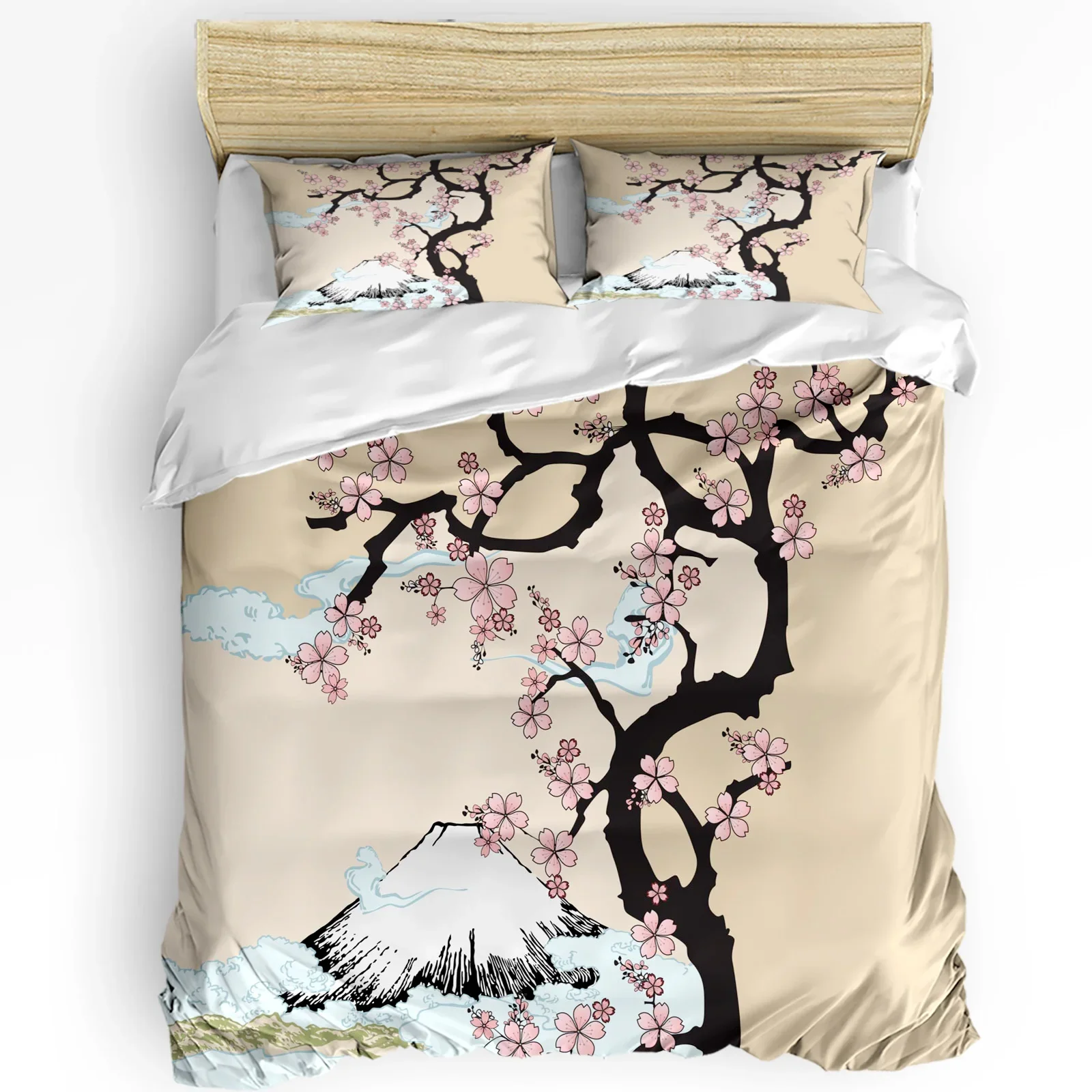 

Japanese Mount Fuji Sakura Tree Flower Duvet Cover 3pcs Bedding Set Home Textile Quilt Cover Pillowcases Bedding Set No Sheet