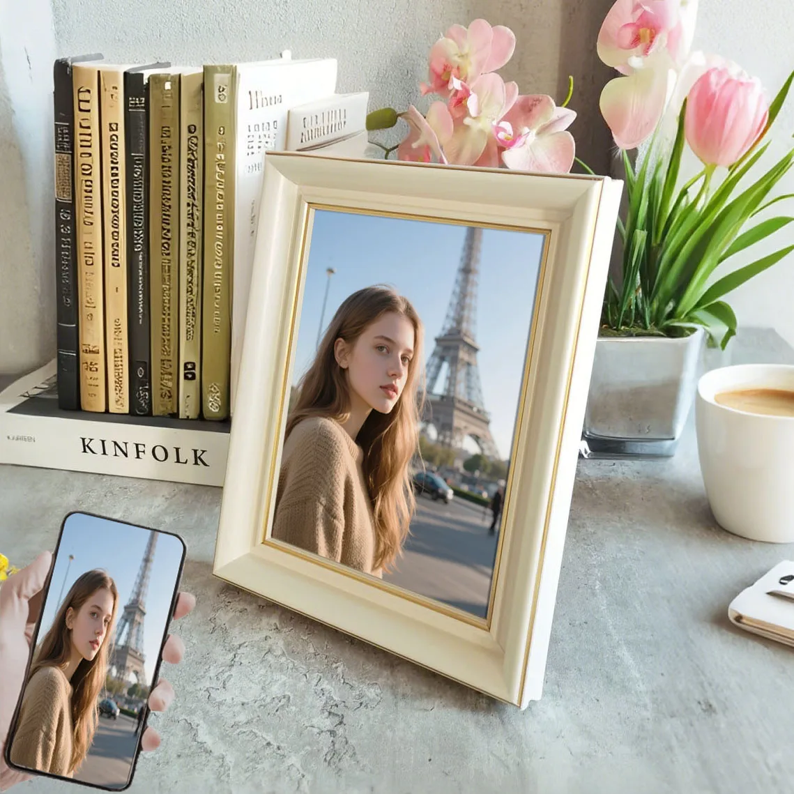 Custom Photo Resin Picture Frame For Wall & Tabletop Home Decor Vintage Photo Frame Stand For Pictures Commemorative Gift