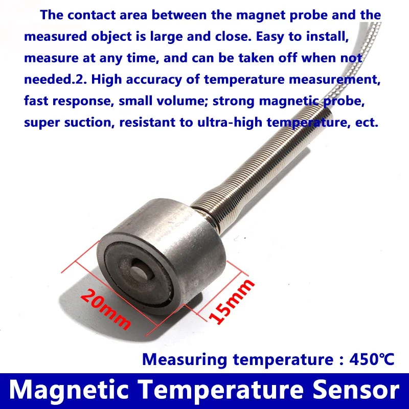 Thermoelement-Temperatursensor mit starker magnetischer Adsorption, 0-450 Grad, K-Typ-Stecker mit abgeschirmtem Edelstahlkabel – Detail 2