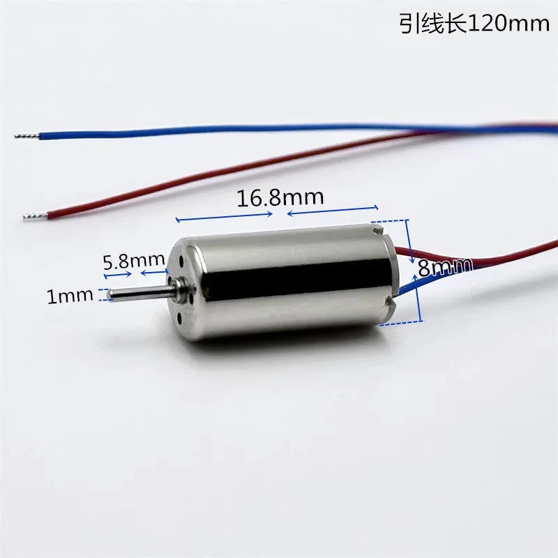 816 8mm*16mm Mini Coreless Motor DC 3.7V 55000RPM High Speed Strong NdFeB Magnetic Micro Hollow Cup Motor 1mm Diameter Shaft