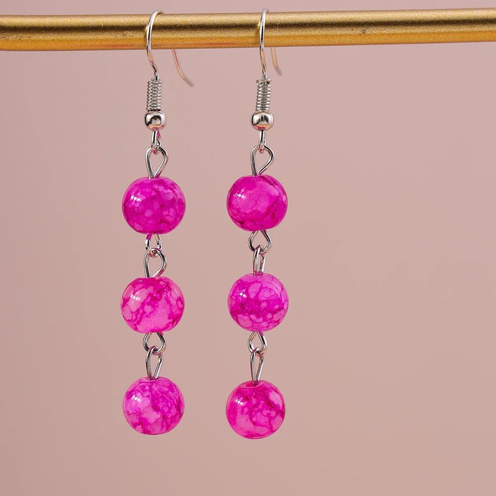 Aihua Geburtsstein Achat Perlen Naturstein Ohrringe Neue Ankunft Lange Perlen Steine Baumeln Ohrringe für Frauen Schmuck Geschenke – Detail 2