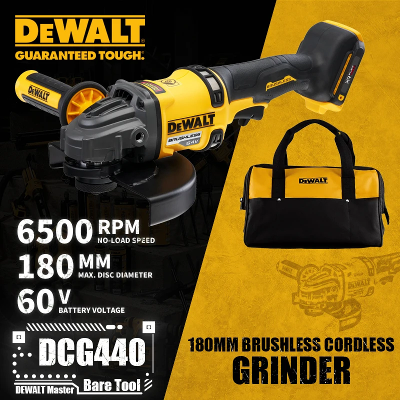 Dewalt-ブラシレスコードレスコードレスdcg440、180mm、7インチグラインダー、ディスクブレーキ付き™60vリチウム電動工具、6500rpm