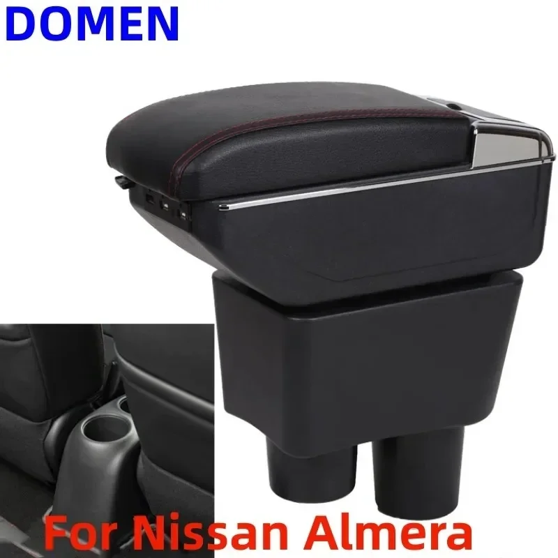 

NEW For Nissan almera Armrests box central storage box Retrofit parts Car Armrest with USB LED light Easy to install SUB