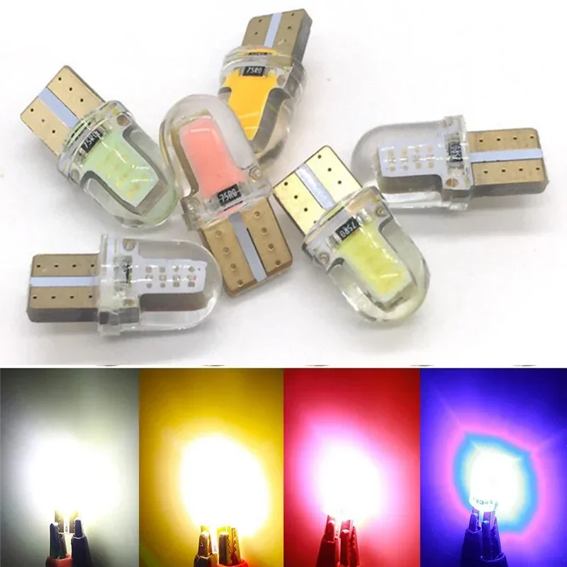 LED Car Marker Wedge License Plate Light Bulb NEW 12V 40pcs T10 LED W5W 168 194 192 Signal Light Reading Dome Lamp Silica COB