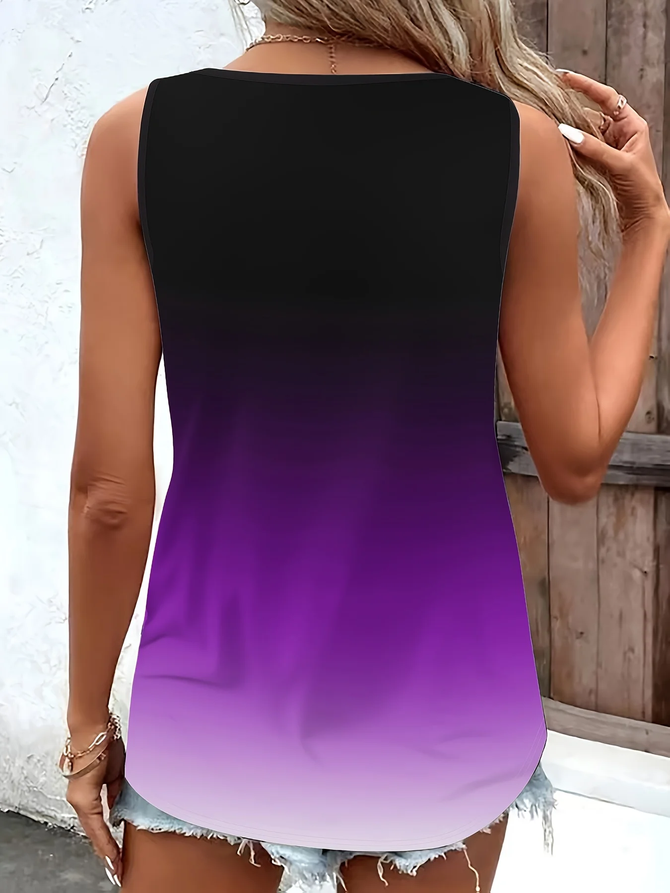 Trendiges Plus-Size-Damen-Tanktop mit Farbverlauf für stilvollen Komfort – Detail 2