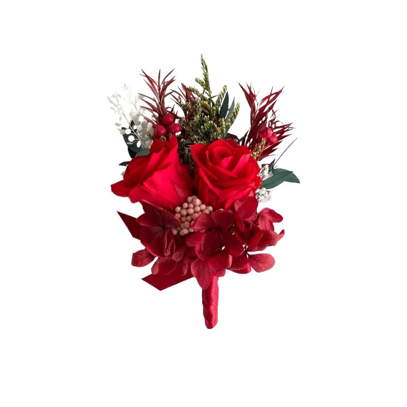 corsage-de-mariage-marie-mariee-meilleur-homme-demoiselle-d'honneur-poignet-fleur-patte-rouge-chinois-vintage-matrimonio-personalizzato-accessori