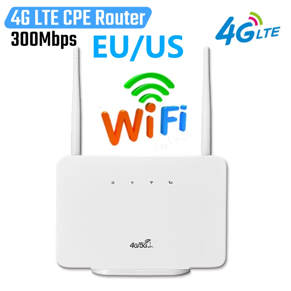 

Модем маршрутизатора 4G LTE CPE, вилка стандарта ЕС/США CPE106-E, 300 Мбит/с, внешняя антенна беспроводного маршрутизатора 4G со слотом для SIM-карты для домашних путешествий, работы
