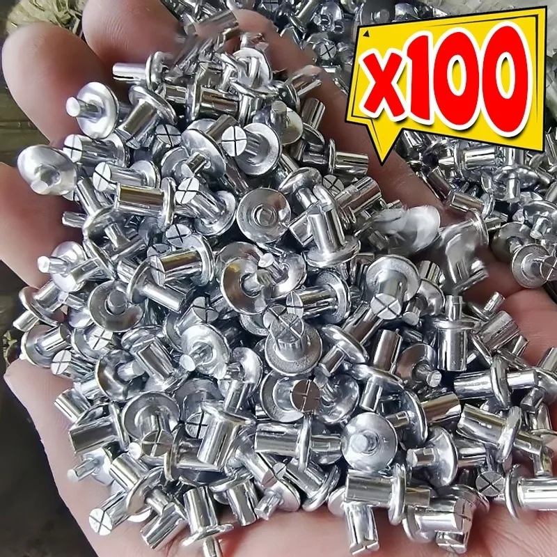 100/10x Hammer Drive Expansion Rivets Percussion Expansion Aluminum Nail Head Piercing Knock Type Small Tapping Screws Fasteners