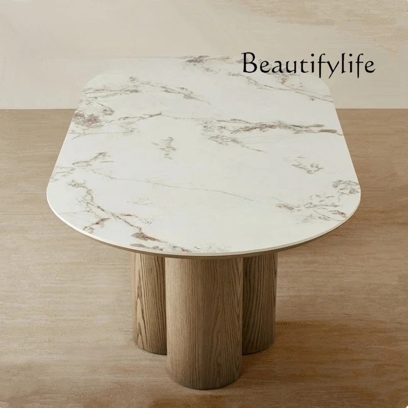 

Q New creative antique solid wood dining table French minimalist art wabi wind conference creative homestay negotiation table