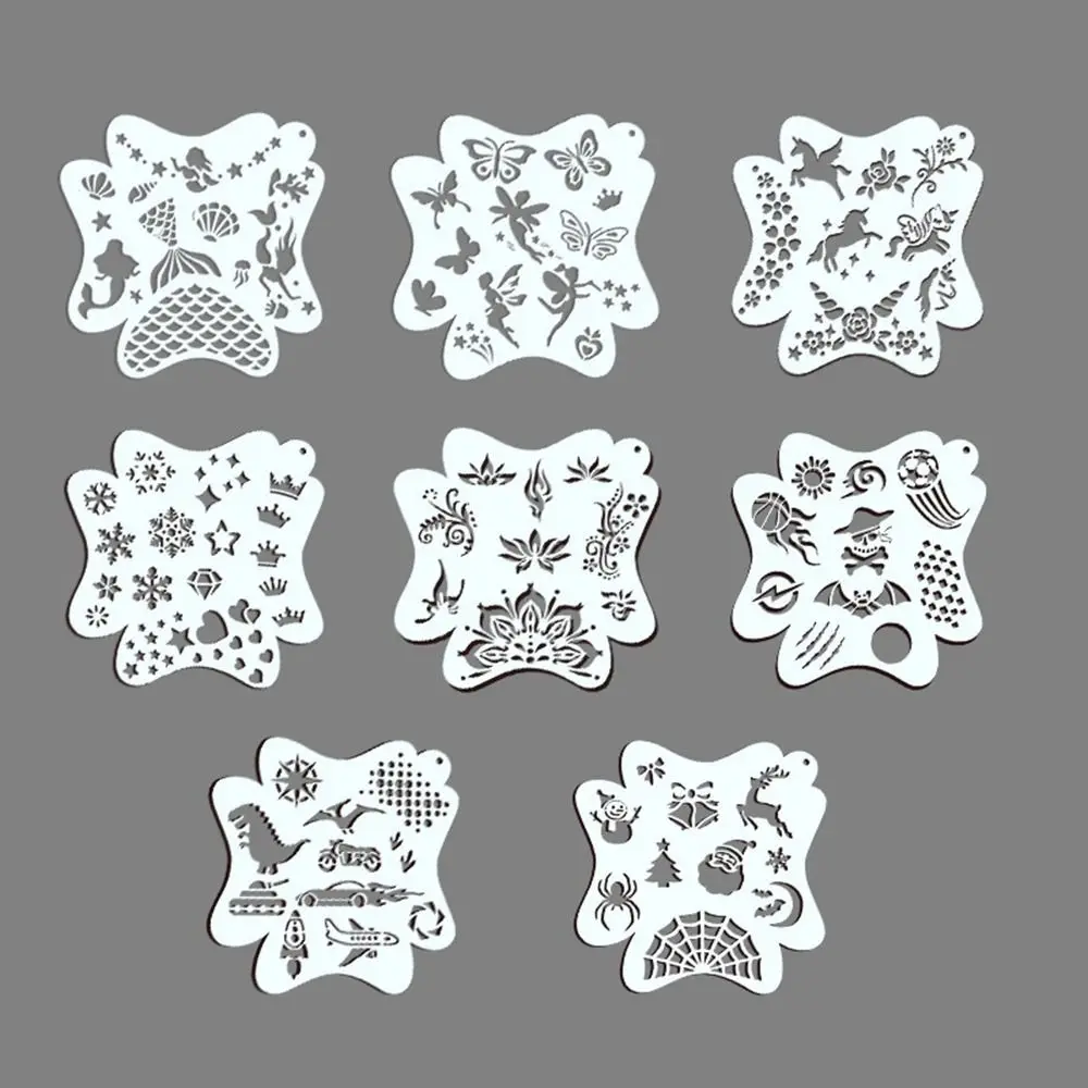 성인용 재사용 가능한 페이스 페인트 스텐실, 전문 바디 아트 페인트 스텐실, 파티 메이크업 도구용 템플릿, 쉽게 사용