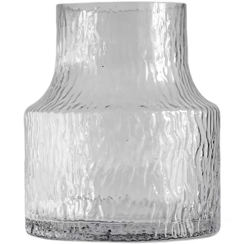 Glacier Vase Nordic Light Luxury Simple Transparent Glass Flowers Water Raised Decorative Ware Table Flower Arrangement Ornament