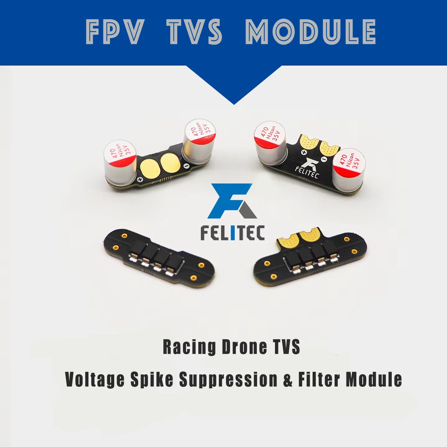 Felitec FPV Drone TVS， Capacitor Module，Voltage Spike Suppression，Noise Reduction，Reduce Video Ripple