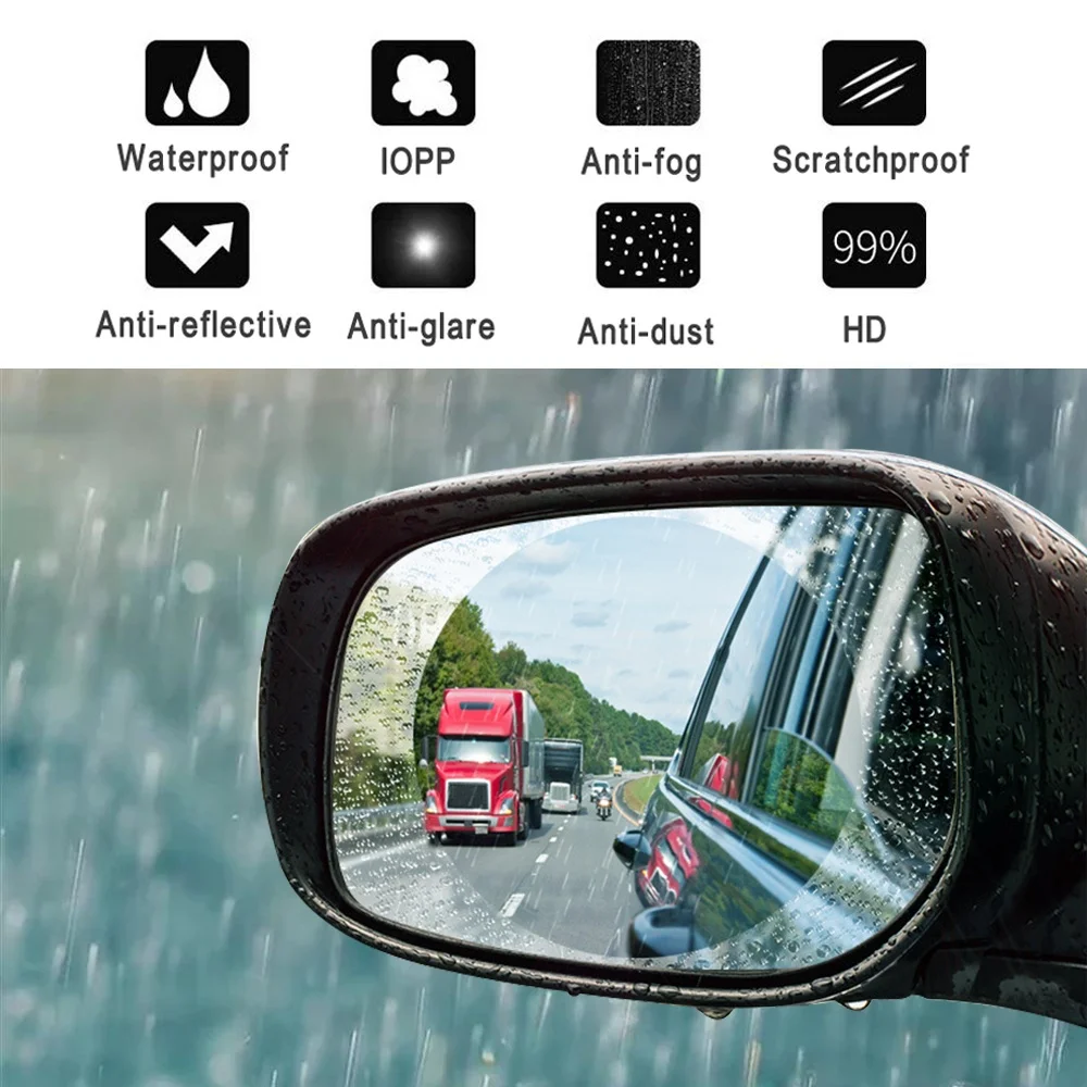 Car Rearview Mirror Anti-Rain Fogs Transparent Film Anti-Glare Anti-fogs Window Mirror Protection Film Stickers Car  Accessories