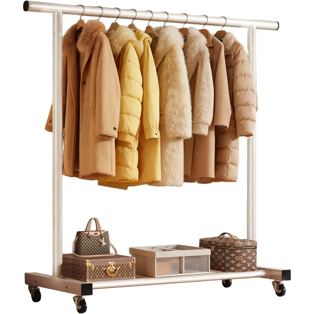 

Rolling Clothes Rack,Iindoor Clothes Drying Rack Wide 59inch With Wheels, Portable Clothing Rack for Hanging Clothes,