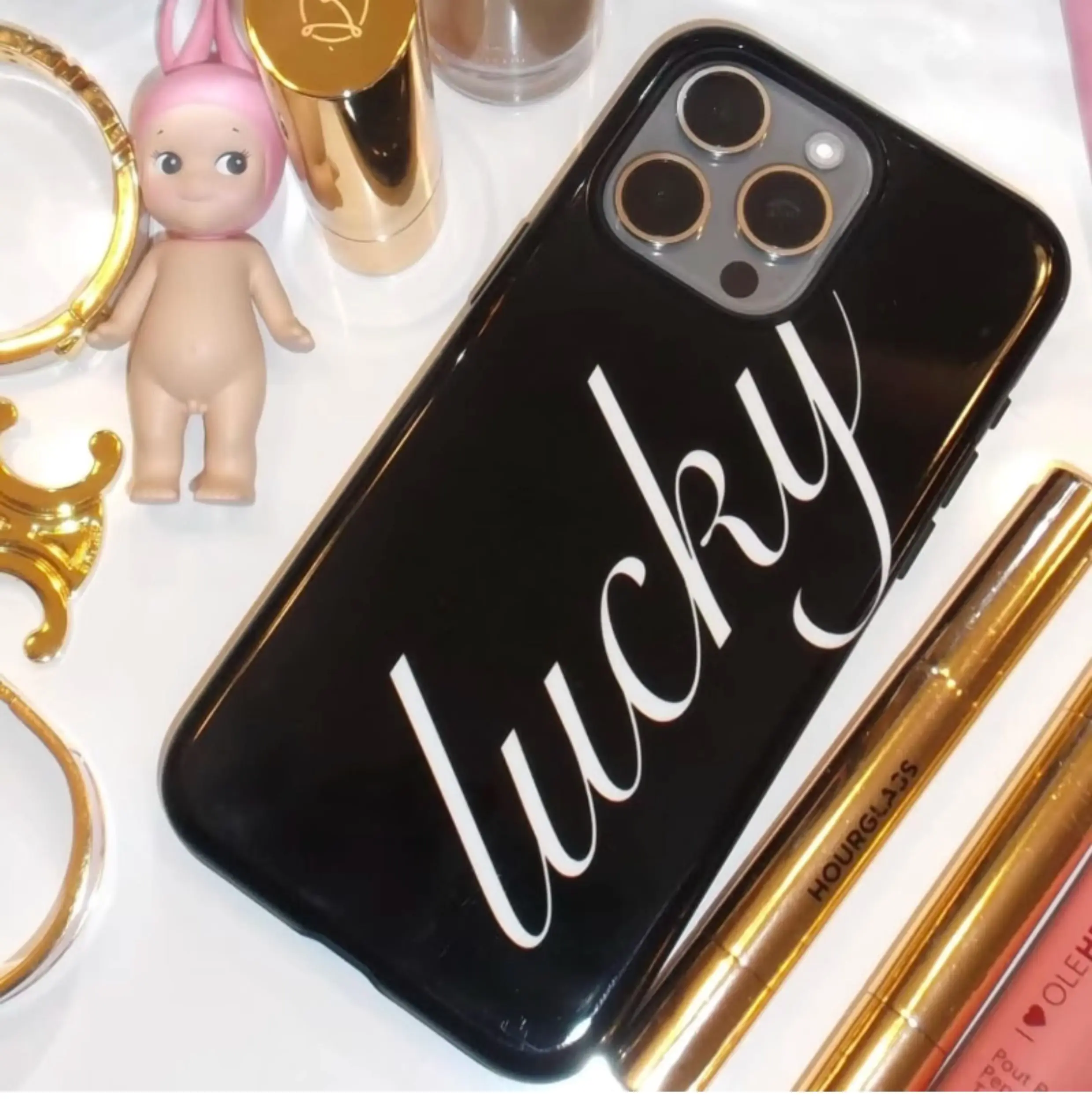 Ins English Word Lucky Y2K French Black White Letters Phone 