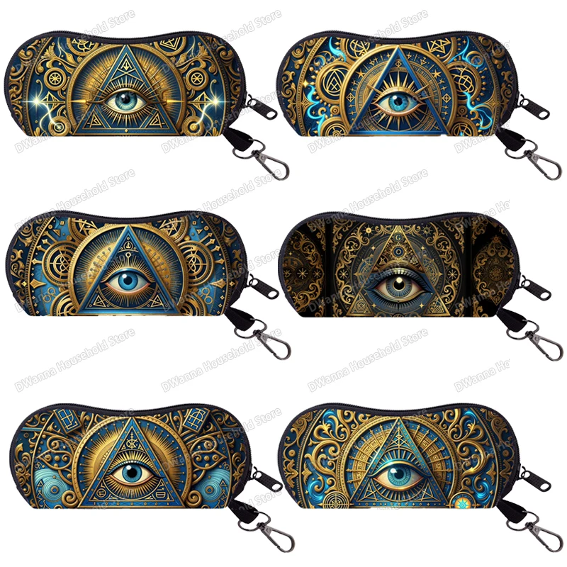 Cool All-seeing Eye Glasses Case Women Men Sunglasses Protective Box Portable Reading Eyewear Case Zipper Glasses Storage Bag