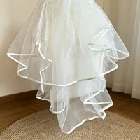 2 layers Romantic Bridal Veil Simple Ribbon Edge Soft Tulle Wedding Veils with Clear Hair Comb Marriage Wedding Accessories 5