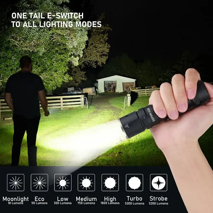 소프른 SC33 LED 전술 플래시라이트 XHP70.3 HI 5200lm 강력한 21700... - 1